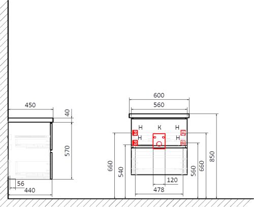 Тумба с раковиной STWORKI Колдинг 60, антрацит, с раковиной Moduo 40 RING, столешница серая матовая в Ессентуках